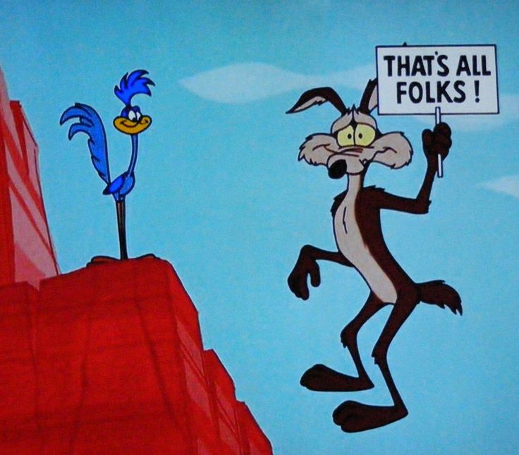 Картинки по запросу Wile E. Coyote chases Road Runner off the cliff